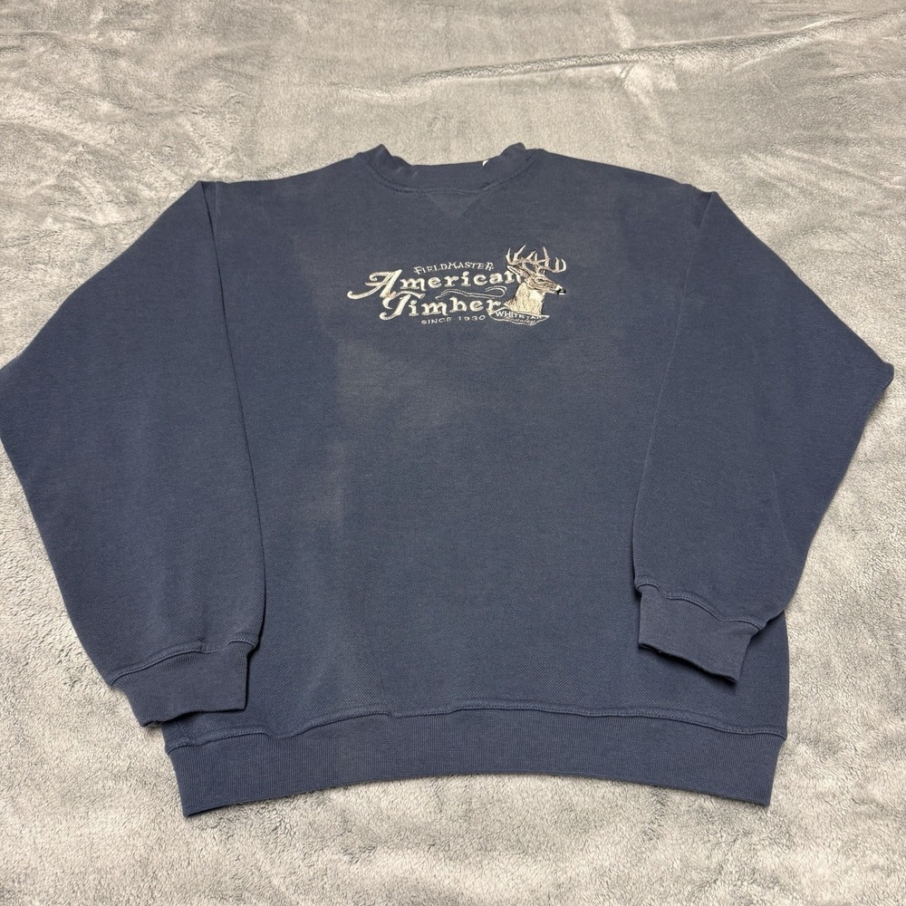 Fieldmaster American Timber Whitetail Deer Vintage Sweatshirt Men's Small Faded